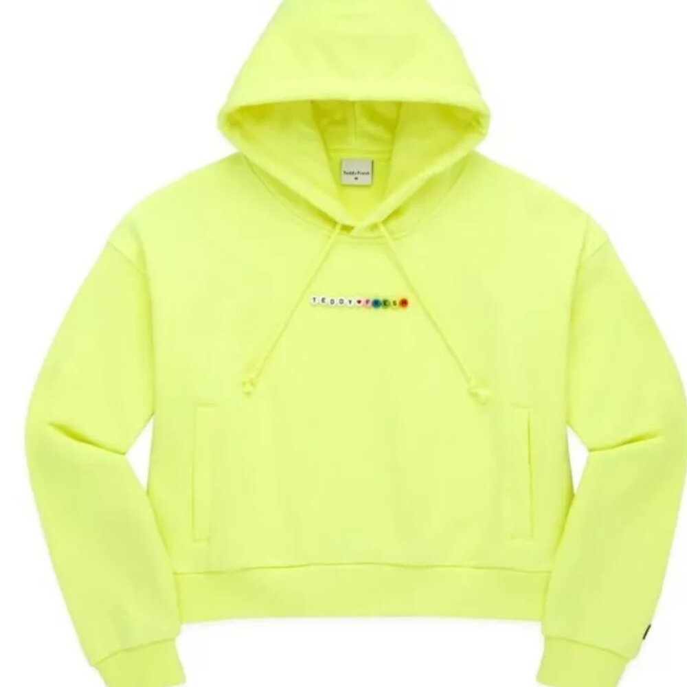 Teddy Fresh Yellow Bead Logo Nostalgic Cropped Hoodie Sweatshirt Neon H3H3 2XL